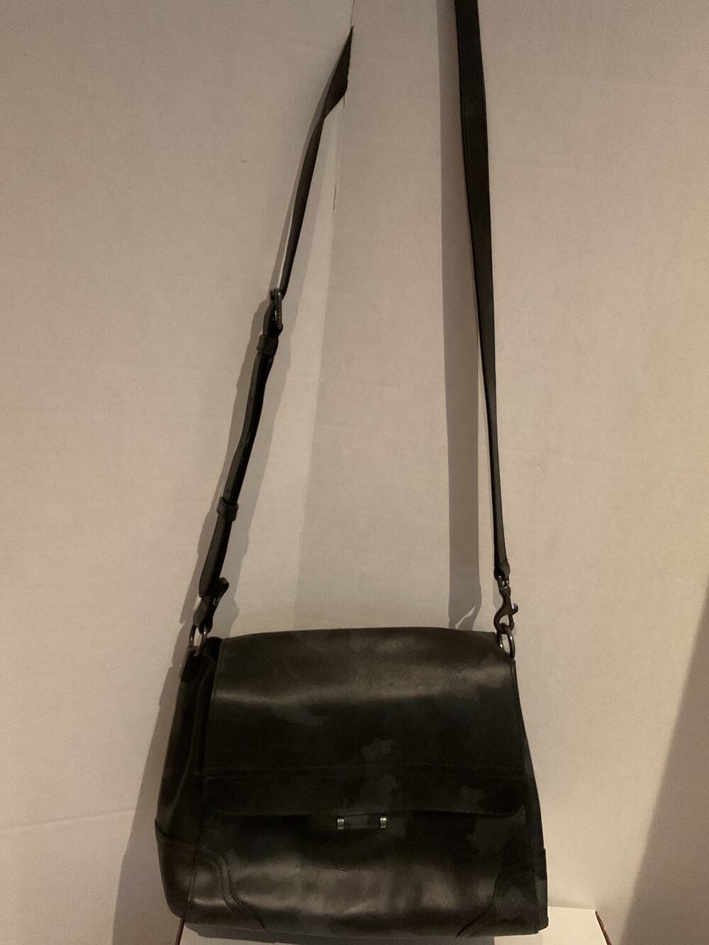 Frye - Charlie - Black Camouflage Leather Fold-over Messenger Bag